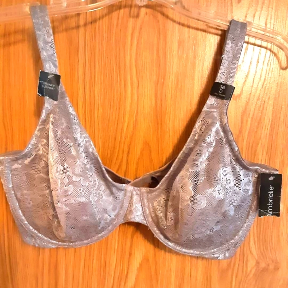 Ambrielle Gray Lace Bra 36D